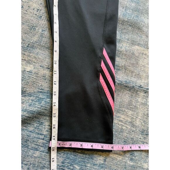 Adidas Black Peach Pink Climalite Cropped Athletic Leggings Medium - Picture 6 of 6